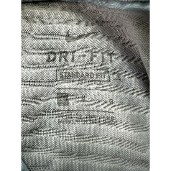 Nike Golf Dri Fit Striped White Grey Polo Shirt Men's Large Dri-Fit Golfing - Picture 7 of 9